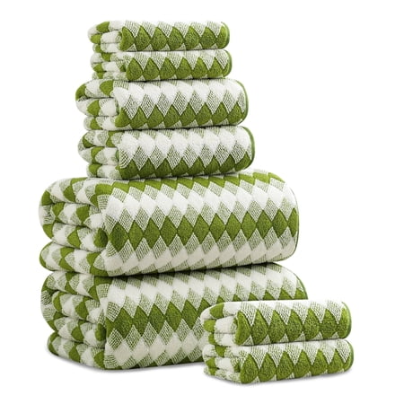 Beartech 8 Piece Microfiber Bath Towel Set 2 Oversized Bath Sheet,2 Hand Towels and 4 Washcloths| Ultra Soft & Less lint,Highly Absorbent Quick Dry Shower Towel For Bath Hotel-Olive