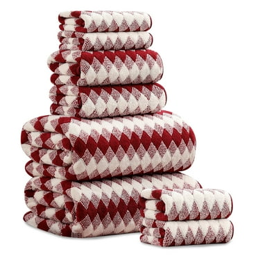 Beartech 8 Piece Microfiber Bath Towel Set 2 Oversized Bath Sheet,2 Hand Towels and 4 Washcloths| Ultra Soft & Less lint,Highly Absorbent Quick Dry Shower Towel For Bath Hotel-Burgundy