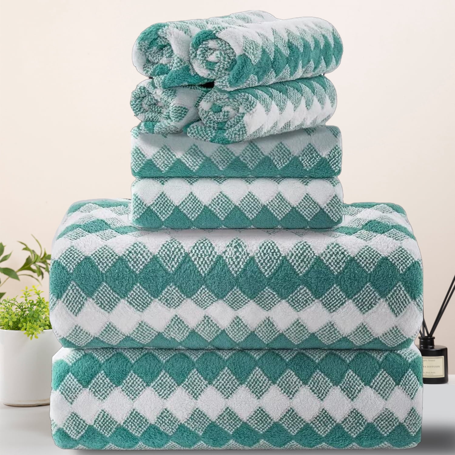 8 Piece Bathroom Towel Set Aqua |2 Oversized Large Bath Towels Sheet,2 ...