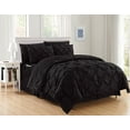 thumbnail image 1 of 8-Pieces Pintuck Comforter set Includes Bed Sheet Set with Double Sided Storage Pockets, King/Cal King, Black, 1 of 4
