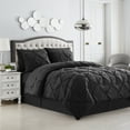 thumbnail image 1 of 8 Piece Bed In A Bag Pintuck Comforter Sheet Bed Skirt Sham Set Queen Black, 1 of 5