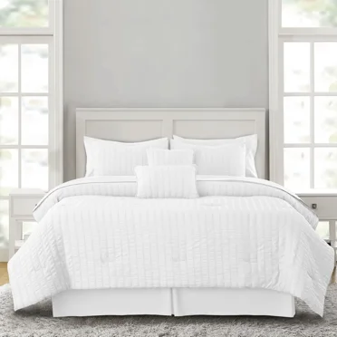8 Piece Bed in a Bag Comforter Set All Season Reversible Bedding with Sheets & Pillow Shams – Soft Microfiber Comforter Sets for Twin Size Beds White