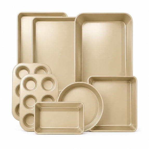 8 Piece Beige Nonstick Carbon Steel Bakeware Set