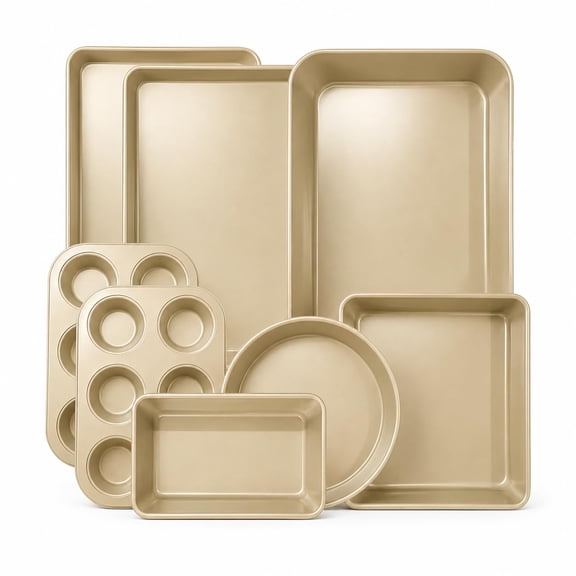 8 Piece Beige Nonstick Carbon Steel Bakeware Set