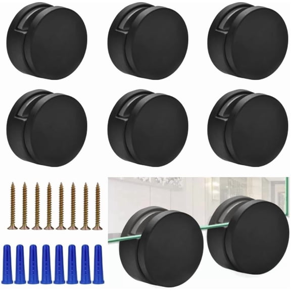 8 Piece Black Frameless Mirror Mounting Hardware Kit Zinc Alloy Glass Clip Bracket 3 To 5mm