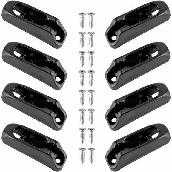8-Piece Black Nylon Rope Cleat Set, Self-Locking Jam Cleat Boat Cleat, Cord Tensioner Accessories for Marine and Outdoor Use