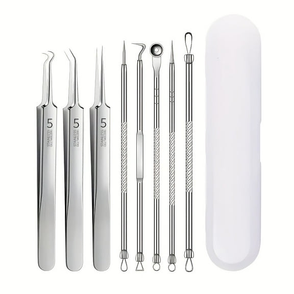 Professional Pimple Popper Stainless Steel 8-Piece Blackhead Remover Tool Set