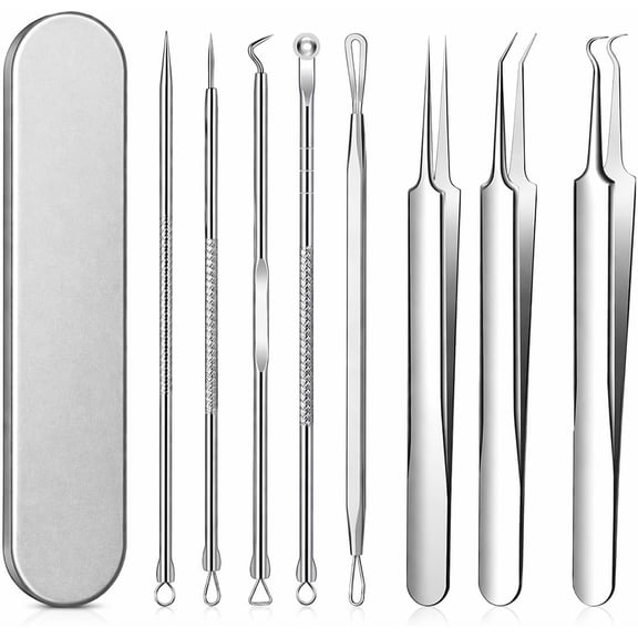 8-Piece Blackhead Remover Tool Kit, Stainless Steel Pimple Popper and Comedone Extractor Set