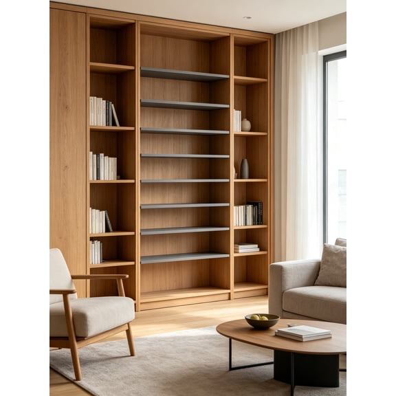 8 Piece Bookshelf Boards, Engineered Wood Replacement Panels for Bookcase Storage Cabinet, High Gloss Gray 23.6"x15.7"x0.6"