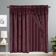 thumbnail image 1 of Gorgeous Home Linen 4pc Floral Printed Burgundy Elegant Rod Pocket Window Curtain Panel Treatment Drape with Matching tieback in 84" Long Nada, 1 of 5