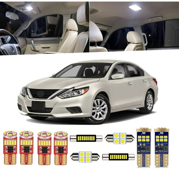 8 Piece Car Interior LED Lights Kit for Nissan Altima L33 2016 2017 2018 Interior LED Light Bulbs Packag Kit+ License Plate Light+ Install Tool