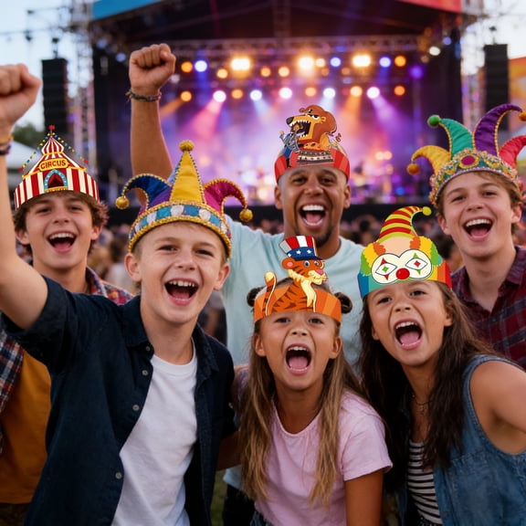 8-Piece Carnival Themed Paper Hats – Festive Circus Party Headwear (Kids & Adults)