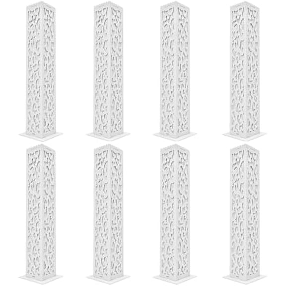 8 Piece Carved Hollow-Out Flower Columns, White Wedding Column Carved Pillar Decoration Flower Stands with Led Lights for Commercial Opening Ceremonies 7.87 x 7.87 x 47.24 Inch