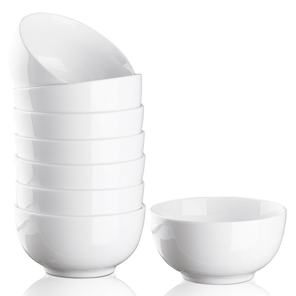 8-Piece Ceramic Bowls Set, 4.5 Inch Small White Rice Bowls for Kitchen, Portion Control Dessert Ice Cream Prep Dipping Bowl, Microwave and Dishwasher Safe