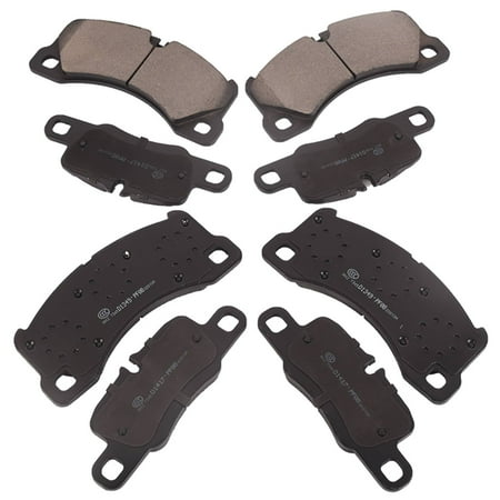 8-Piece Ceramic Brake Kit with Shims for Front and Rear Axles-8PCS Front + Rear Ceramic Brake Pads Kit