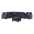 thumbnail image 1 of 8 - Piece Chenille Fabric Upholstered Sectional With Console & Ottoman-Black, 1 of 11
