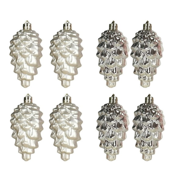 8-Piece Christmas Tree Ornament Set 3.5-Inch Pinecone Shape Metallic Pendant Decorations Festive Holiday Home Party Decor Collection