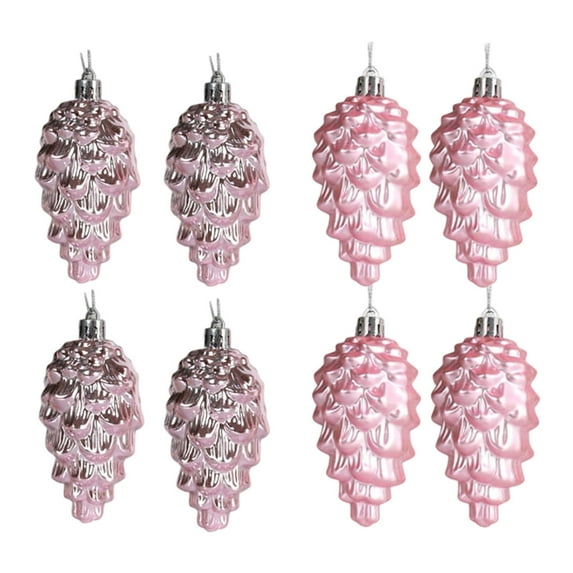 8-Piece Christmas Tree Ornament Set 3.5-Inch Pinecone Shape Metallic Pendant Decorations Festive Holiday Home Party Decor Collection
