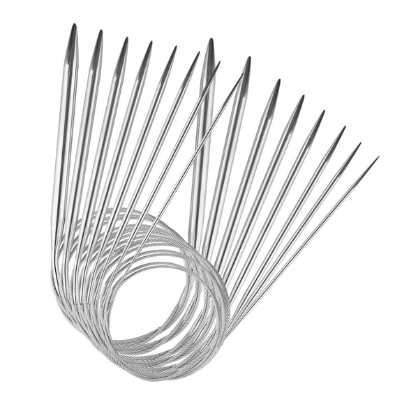 8 Piece Circular Knitting Needle Set Complete Stainless Steel For Crafting Projects