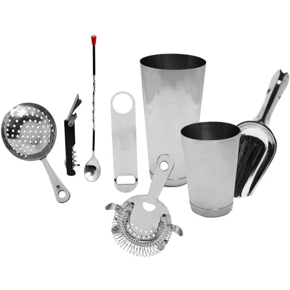 8-Piece+Cocktail+Shaker+Set+-+Silver