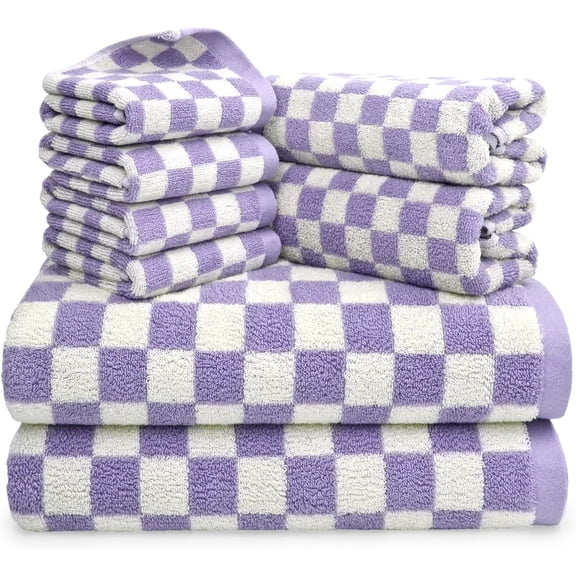 8-Piece Cotton Towel Set with Bath Towels Hand Towels and Washcloths Lilac