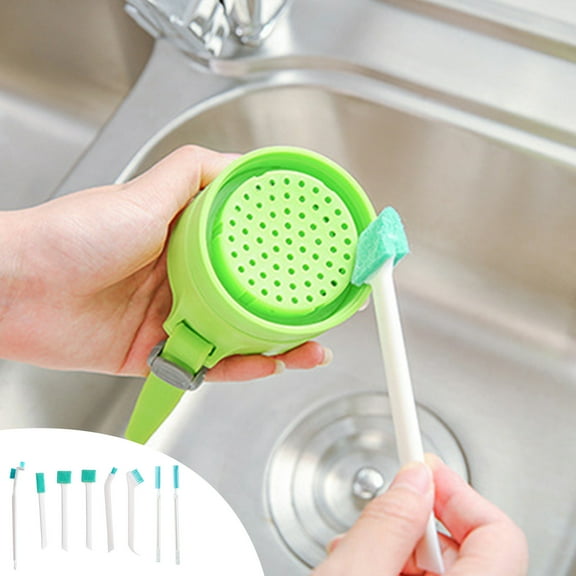 8-Piece Crevice Cleaning Brush Kit with Slim Handles and Dual Heads, Narrow Gap Cleaner for Keyboard Coffee Machine Fridge Tiles, Multi-Tool Set for Tight Corners Appliance Gaps Home Office