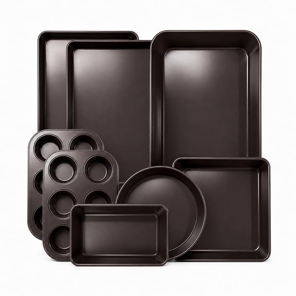 8 Piece Dark Brown Nonstick Bakeware Set