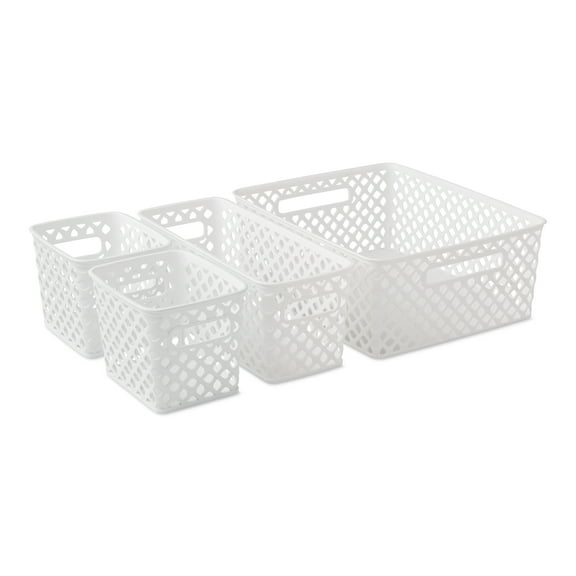 8 Piece Decorative Basket Set - White
