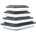 thumbnail image 1 of 8-Piece Deep Glass Baking Dish Set with Plastic lids,Rectangular Glass Bakeware Set with Lids, Baking Pans for Lasagna, Leftovers, Cooking, Kitchen, Freezer-to-Oven and Dishwasher, Gray, 1 of 7