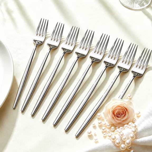 Dinner Forks, 8-Piece Stainless Steel Forks Set 8.7", Silverware Metal Fork, Mirror Polished, Dishwasher Safe for Daily Dinners & Dessert
