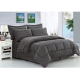 thumbnail image 1 of 8-Piece Dobby Stripe Comforter Set, Wrinkle Resistant , Silky Soft, King Grey, 1 of 2