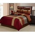 thumbnail image 1 of 8 Piece Dorsey Multicolor Patchwork Clearance bedding Comforter Set Fade Resistant, Wrinkle Free, No Ironing Necessary, Super Soft, All Size (King, Burgundy), 1 of 4