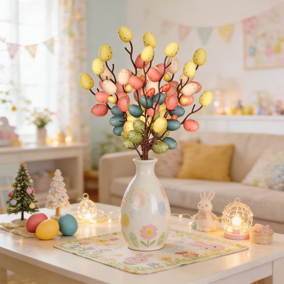 8-Piece Easter Egg Picks Set, Colorful Egg Branches for Vase Fillers, Floral Arrangements and Easter Home Decor
