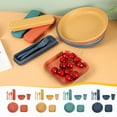 thumbnail image 1 of 8-Piece Eco-Friendly Straw Tableware Set – Portable Plates,Bowls,Knives,Forks,Spoons for Outdoor Picnics,Camping,Travel,and Home Use,Blue, 1 of 8