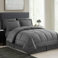thumbnail image 1 of 8 Piece Embossed Checkered Bed in a Bag Bedding Set, Queen - Grey, 1 of 5