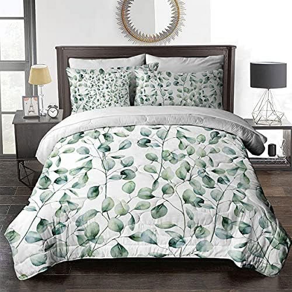 8 Piece Flower Comforter Set Watercolor Floral Bedding with Comforter