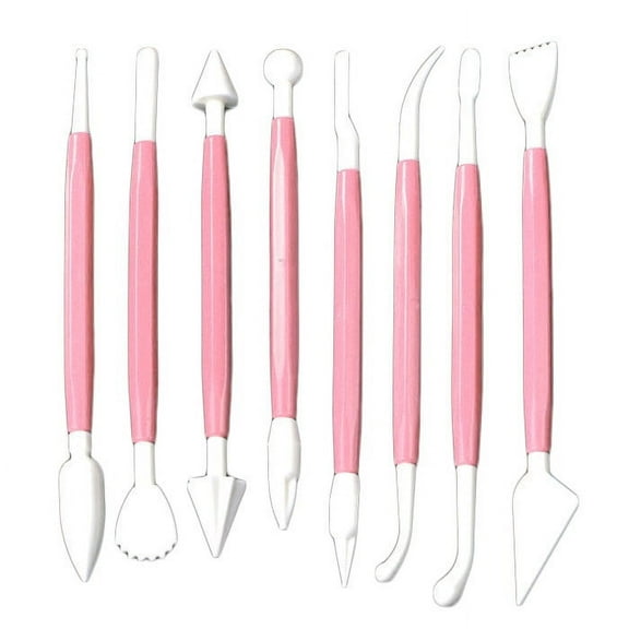 8 - Piece Fondant Cake Decorating Modelling Tools Set - for Cake Decorations, Made of Plastic, Pink Color