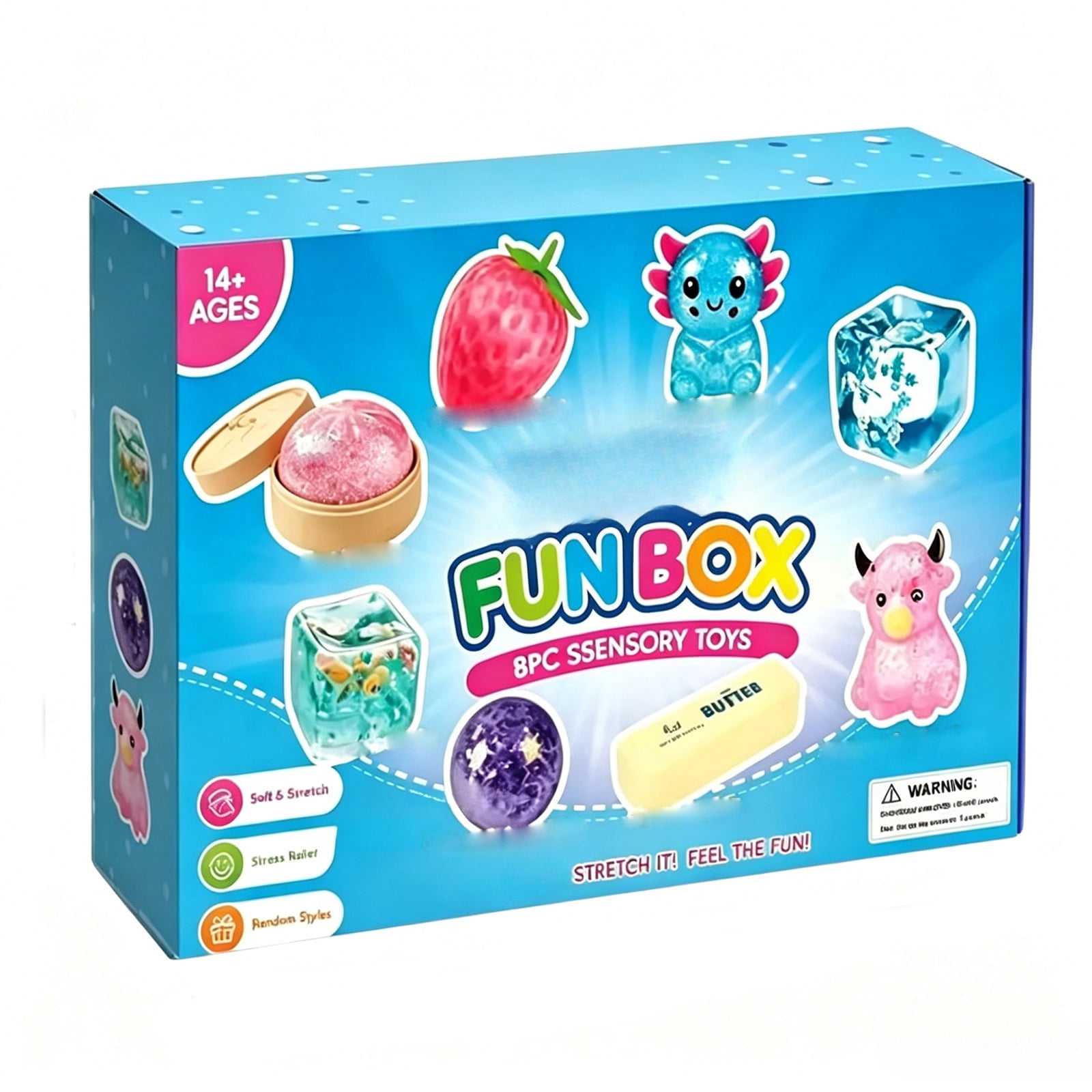 8-Piece Fun Box Set, Slow-Rising Stress Relief Fidget, Sensory Squishy Bundle with 8 Unique Styles, Creative Box Party Gifts