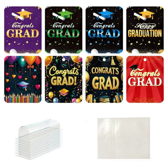 8-Piece Graduation Money Holder Pendants, 2D Hanging Cash and Check Holders for Graduation Party E#344 H