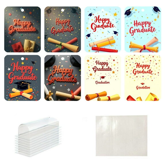 8-Piece Graduation Money Holder Pendants, 2D Hanging Cash and Check Holders for Graduation Party E#345 I