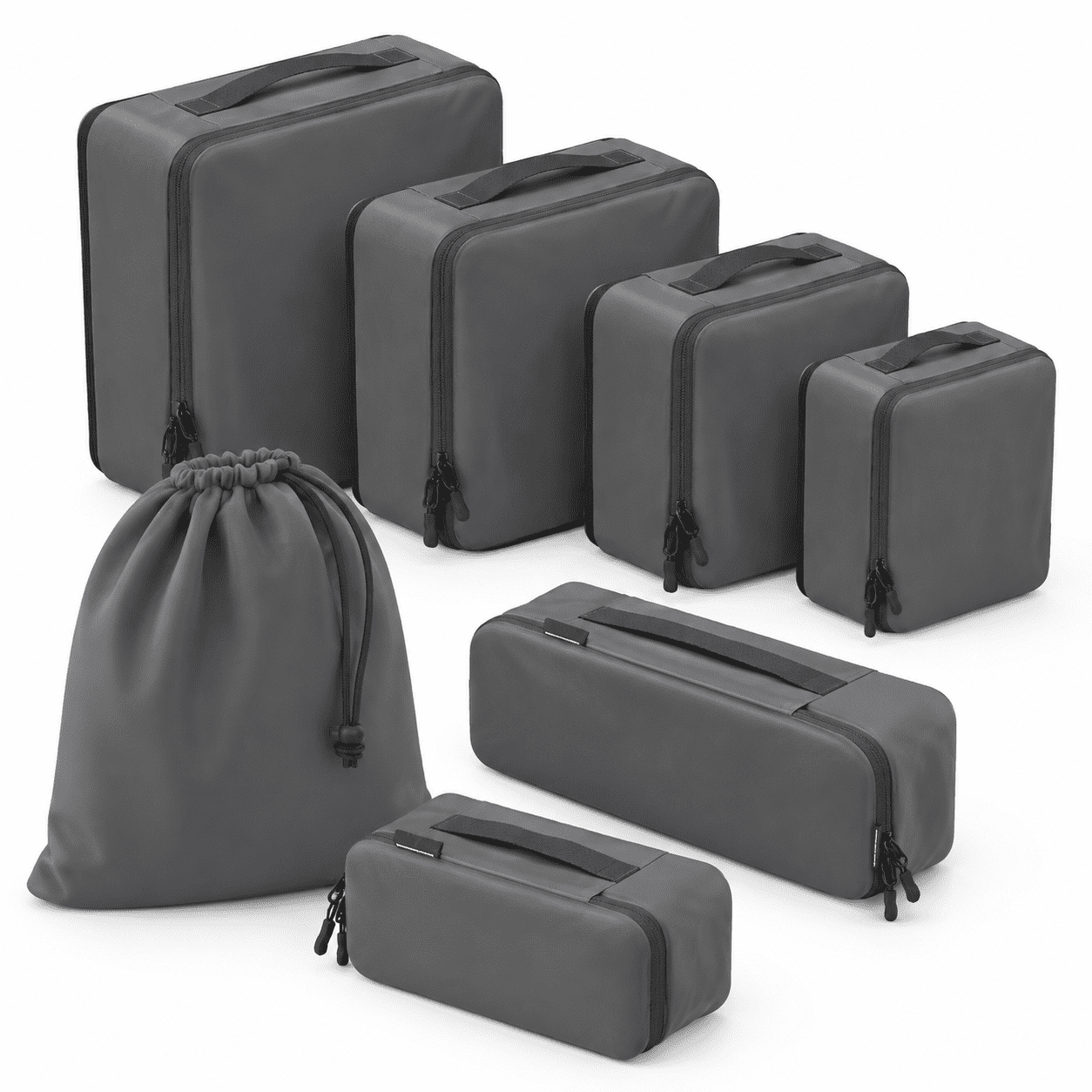 8-Piece Grey Packing Cubes Set with HybridMax Double-Capacity Design ...