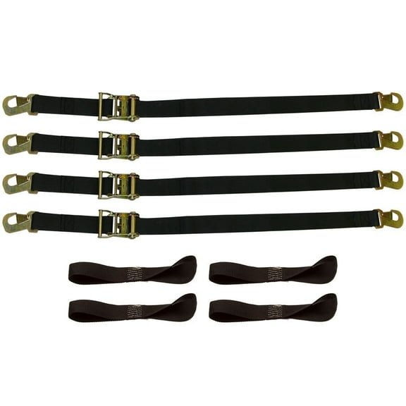 8-Piece HD Snap-Hook Ratchet Motorcycle Tie-Down strap set (72inL x 2inW)