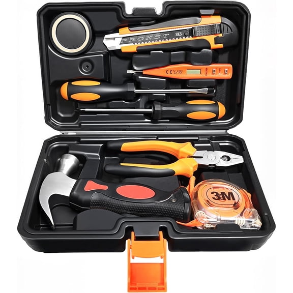 8 Piece Hand Tool Set, High Strength Steel Tools for Home Repair, Car Maintenance, Furniture Assembly with Convenient Storage Case, Basic Tool Kit for Home Use