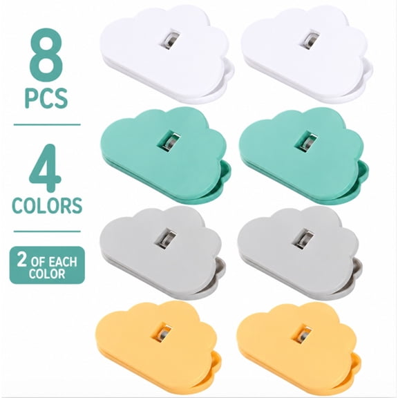 8 Piece Chip Bag Clips Set, Food Bag Sealing Clips for Snack Bags, Bread Bags and Kitchen Storage, TIKA