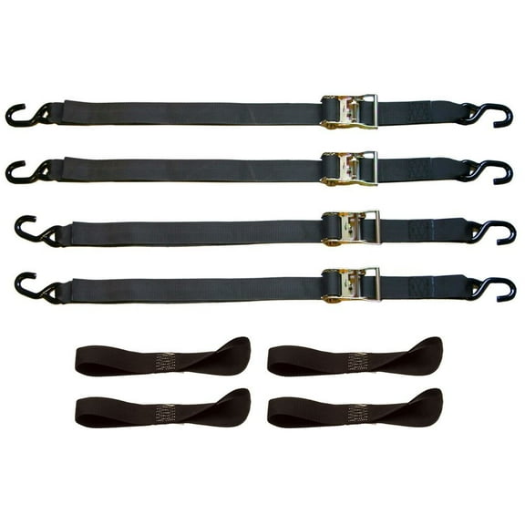8 Piece Heavy Duty Motorcycle Ratchet Tie-Down strap set