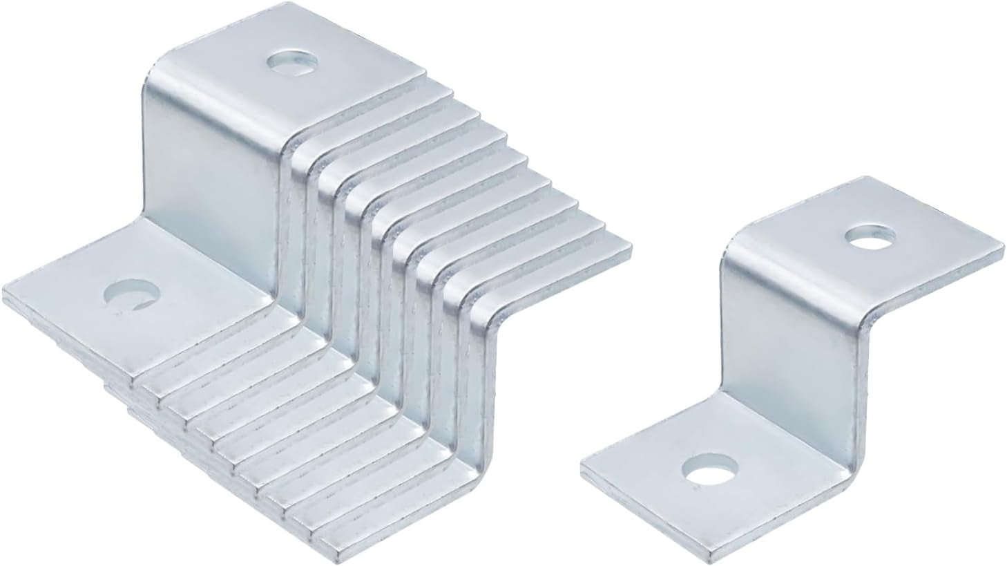 8-Piece Heavy Duty Reinforced Double Hole Installation Brackets, For 1.57 Inch x 1.57 Inch Grooves, Electro-Galvanized