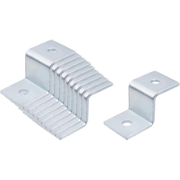 8-Piece Heavy Duty Reinforced Double Hole Installation Brackets, For 1.57 Inch x 1.57 Inch Grooves, Electro-Galvanized