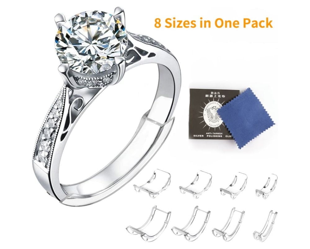 8-Piece Invisible Ring Adjuster Set Assorted Size Ring Guards for a Secure & Comfortable Fit of Loose Rings TIKA