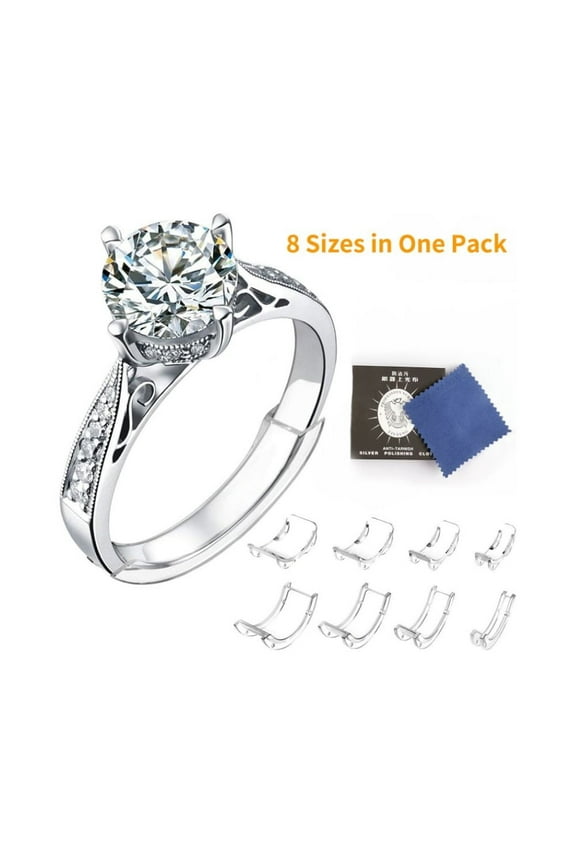 8-Piece Invisible Ring Adjuster Set Assorted Size Ring Guards for a Secure & Comfortable Fit of Loose Rings TIKA
