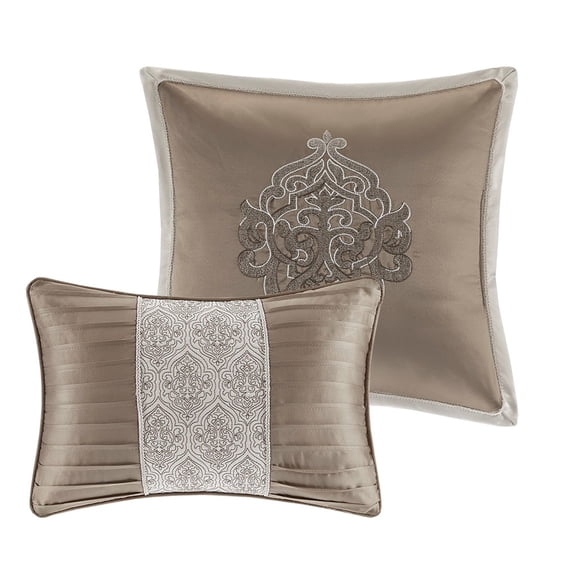 8 Piece Jacquard Comforter Set Tan/Ivory King